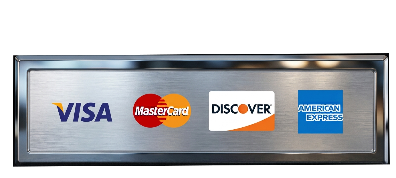 We accept Visa, MasterCard, Discover, and American Express